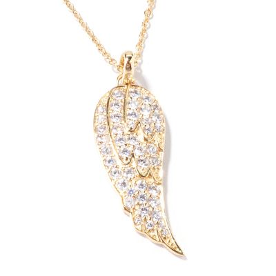 J319934 - Sterling Silver / Platinum or Vermeil Brilliante Angel Wing Pendant w/ Chain