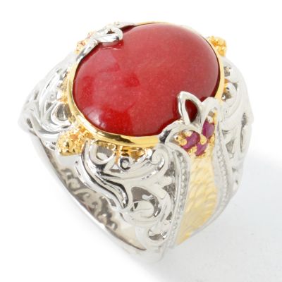 Sterling Silver / Palladium / 18K Vermeil Red Jade & Ruby Ring
