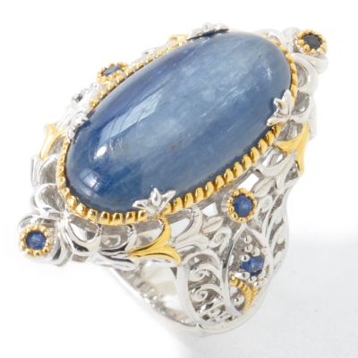 J320013 - Sterling Silver / Palladium / 18K Vermeil Kyanite & Sapphire Ring
