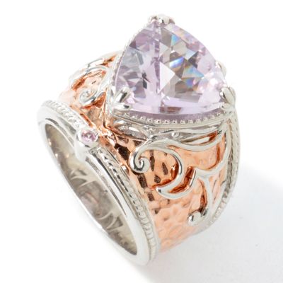 Sterling Silver / Palladium / 18K Rose Vermeil Rose De France Amethyst Ring