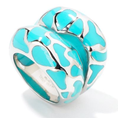 J320038 -  Stainless Steel Abstract Print Resin Ring