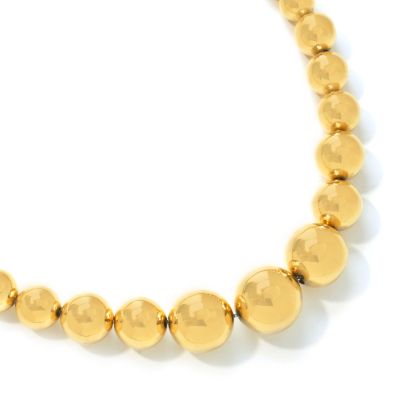 J320050 - Stainless Steel or Yellow 18" Graduated Bead Necklace w/ 3" Extender