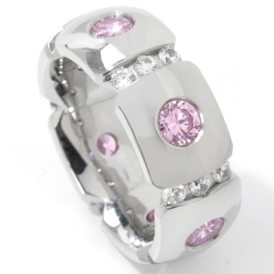 J320082 - Stainless Steel Pink or Purple Brilliante Eternity Band Ring
