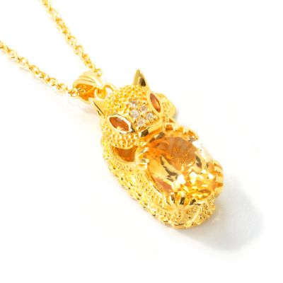 Sterling Silver / 18K Vermeil Madeira Citrine Squirrel Pendant w/ Chain