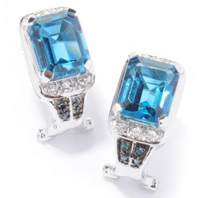 J320103 - Sterling Silver / Platinum or 18K Vermeil London Blue Topaz Earrings