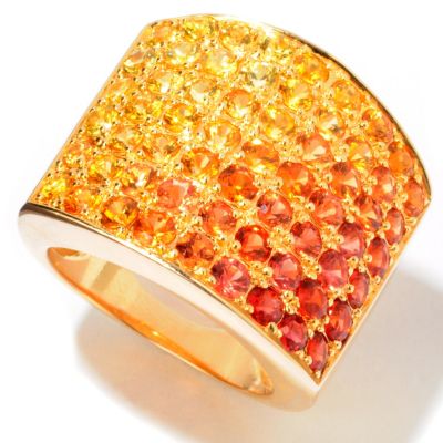J320180 - Sterling Silver 18K Vermeil Graduated Multi-Color Sapphire Ring