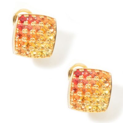 J320181 - Sterling Silver / 18K Vermeil Graduated Multi-Color Sapphire Earrings