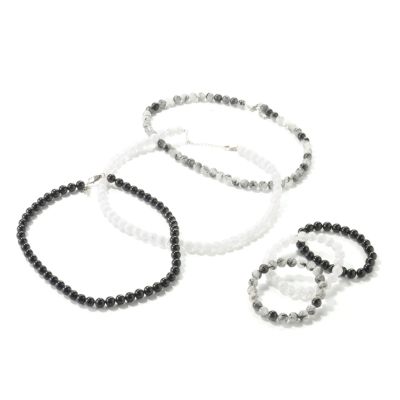 J320183 - Sterling Silver Six-Piece Beaded Necklace & Bracelet Set
