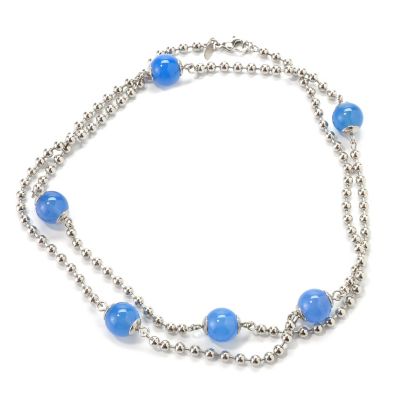 J320241 - Stainless Steel 36" Hematite or Carnelian Bead Station Necklace