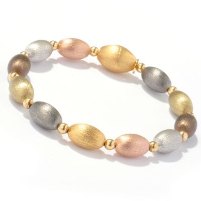 J320245 - 925 Fusion&trade; 8" Brushed Satin Texture Bead Bracelet