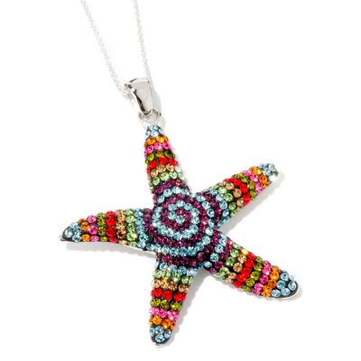 J320265 - Sterling Silver Multi-Color Austrian Crystal "Life on a Beach" Pendant