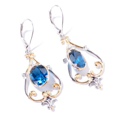 J320340 - Sterling Silver / Palladium / 18K Vermeil London Blue Topaz & Gem Earrings
