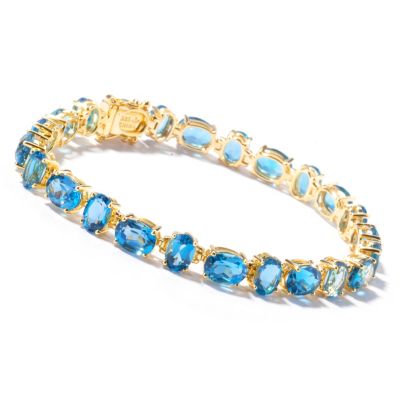 J320342 - Sterling Silver/Plating Choice 8", 7.25" or 6.75" LondonBlue Topaz Bracelet