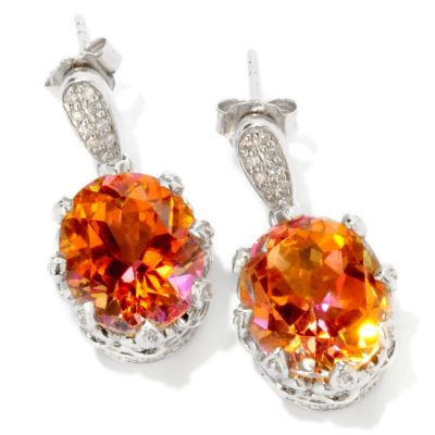 J320347 - Sterling Silver / Platinum "Queen of Topaz" Choice & Diamond Drop Earrings