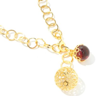J320459 - Stainless Steel or 14K Plated 24" Simulated Gem Choice Lariat Necklace