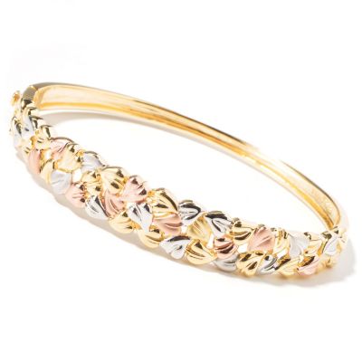 J320522 - 925 Fusion&trade; 7.25" or 8" Leaf Hinged Bangle Bracelet