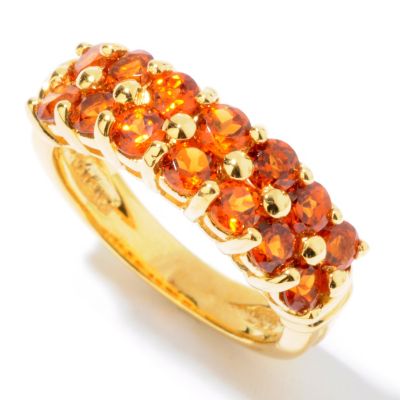 J320768 - Sterling Silver / 18K Vermeil Tanzanite, Chrome Diopside or Spessartite Garnet Two-Row Band Ring