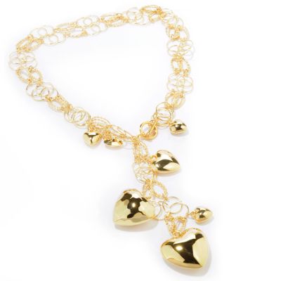 J330002 - Suzanne Somers 20" Heart Charm Y-Drop Necklace