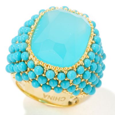 J330003 - Suzanne Somers "Water Droplet" Simulated Turquoise Ring