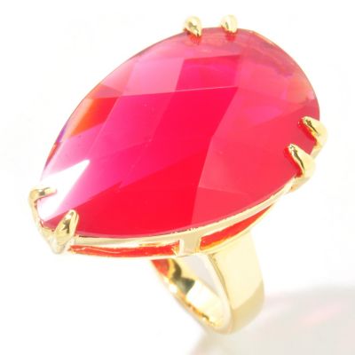 J330014 -  Suzanne Somers Pear Cut Simulated Ruby, Emerald, or Sapphire Ring