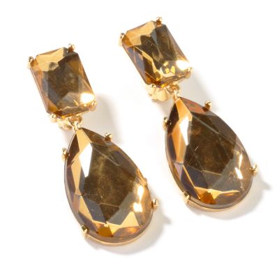 J330022 - Suzanne Somers Simulated "Chunky Topaz" Teardrop Earrings