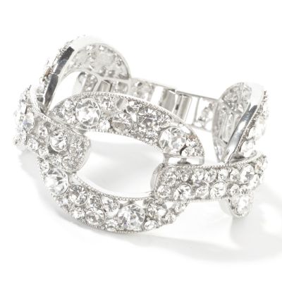 J330027 - Suzanne Somers 7.75" "Chains of Love" Pave-Style Crystal Bracelet