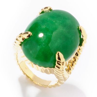 J330035 - Suzanne Somers Simulated Green Serpentine Cabochon Ring