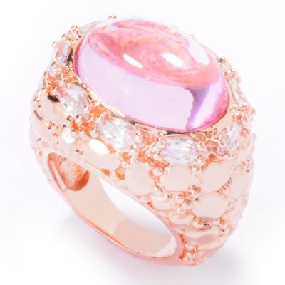 Suzanne Somers Glass Cabochon & Cubic Zirconia Artisan Ring