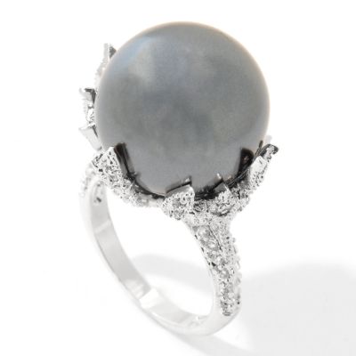J330075 - Suzanne Somers Simulated Pearl & Cubic Zirconia "Embrace" Ring 