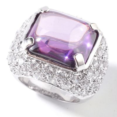 J330122 - Suzanne Somers Simulated Amethyst Cabochon Ring 