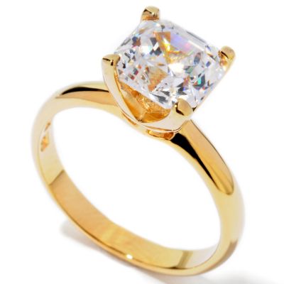 J330546 - Sterling Silver / Platinum or Vermeil Asscher Cut Brilliante Solitaire Ring