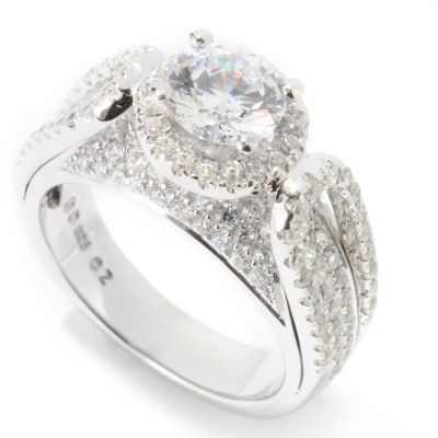 J330597 - BELITA Platinum Embraced Brilliante&reg; Round Cut Pave Ring