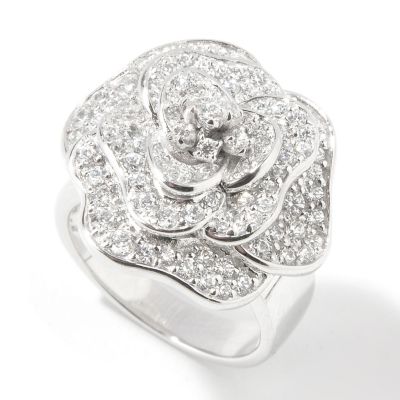 J330684 - BELITA Platinum Embraced Brilliante&reg; Pave Rose Designer-Style Ring