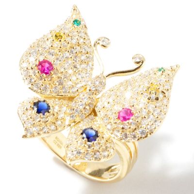 J330722 - Sonia Bitton for Brilliante&reg; Platinum or Gold Embraced Butterfly Ring