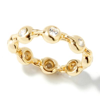 J330726 - Sonia Bitton for Brilliante&reg; Platinum or Gold Embraced Bezel Set Flex Thumb Ring