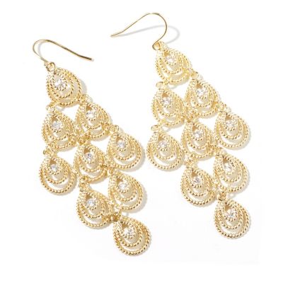 J330727 - Sonia Bitton for Brilliante&reg; Platinum or Gold Embraced Teardrop Chandelier Earrings