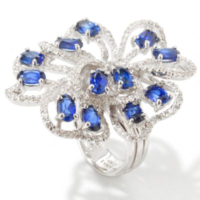 J330733 - Sonia Bitton for Brilliante&reg; Platinum Embraced Blue & White Abstract Flower Ring