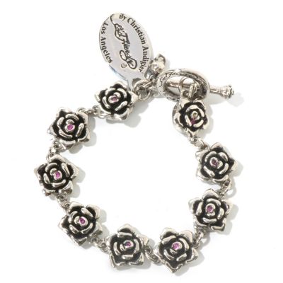 J331065 - Ed Hardy 7.5" Stainless Steel Rose Bracelet