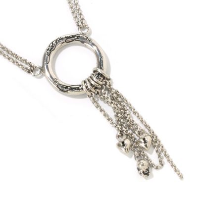 J331070 - Ed Hardy 21.5" Stainless Steel Circular Center Dangles & Charms Necklace