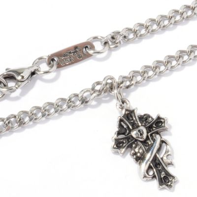 J331071 - Ed Hardy 9" Stainless Steel Skull or Cross Anklet