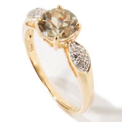 Gem Insider 14K Gold Round Cut Zultanite & Diamond Ring
