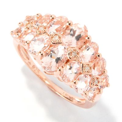 Sterling Silver / 18K Rose Vermeil Morganite & Diamond Ring