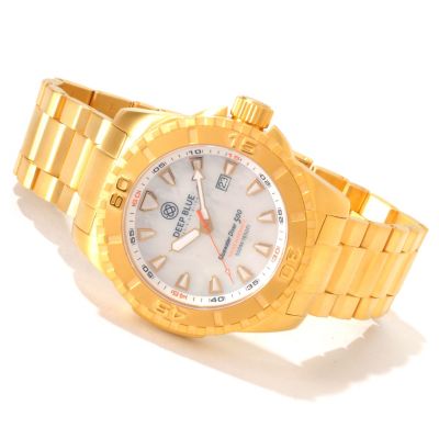 Deep Blue Men's Bluewater Diver 500 Swiss Automatic Mother-of-Pearl Dial Stainless Steel Watch
