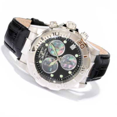 Invicta Men's Pro Diver Elite Swiss Quartz Chronograph Stainless Steel Case Leather Strap Watch