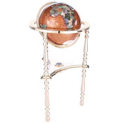 Kalifano 13" Gemstone Globe w Floor Stand