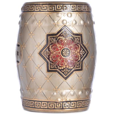 K19613 - Hand-Painted Iridescent Porcelain Garden Seat