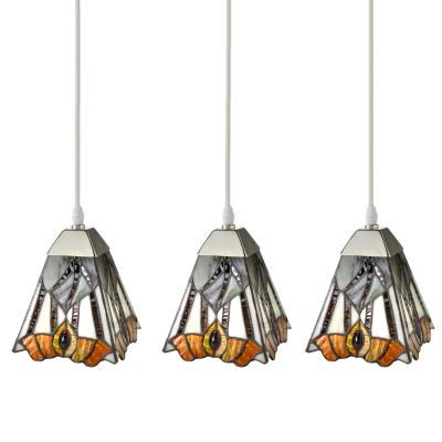 Hanging Deco-Style Mini Stained Glass Pendant Lamps - Set of 3