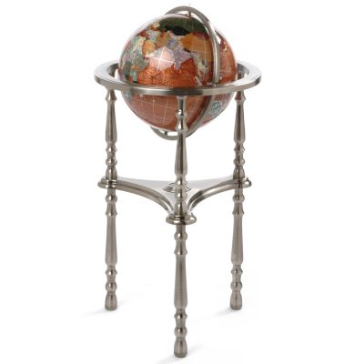 Kalifano 13" Ambassador Globe w Three-Leg Silver High Stand