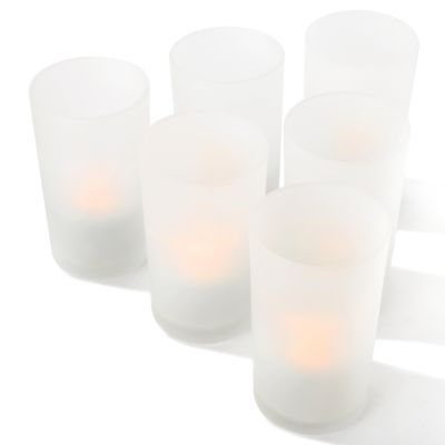Set of 6 Rechargable Flameless Tea Light Candles w/ Votives & Charger