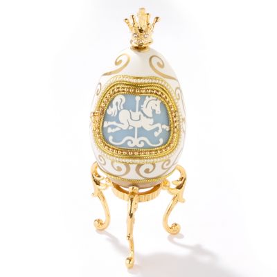 Faberge-Inspired "Richard the Lionhearted" Handcrafted Musical Egg w/ Stand